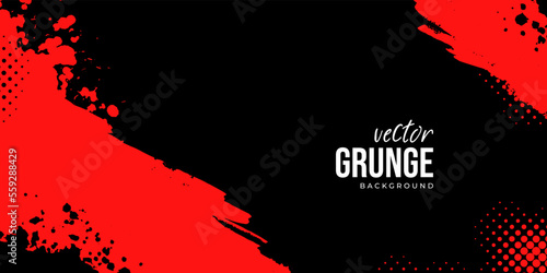 Black and red abstract grunge background with halftone style.	

