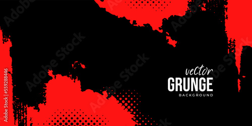 Black and red abstract grunge background with halftone style.	
