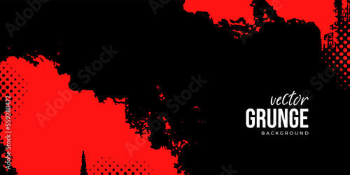 Black and red abstract grunge background with halftone style.	
