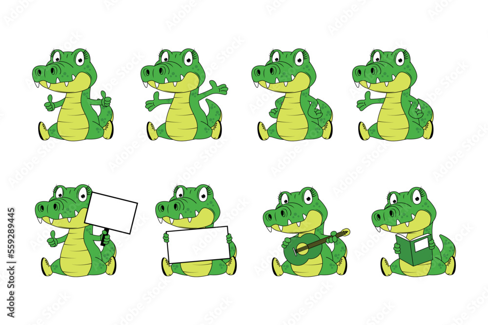 Obraz premium cute crocodile animal cartoon graphic