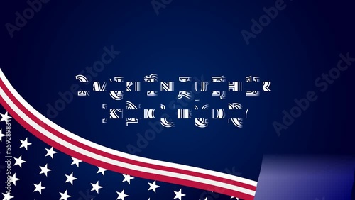 Martin Luther King Jr. Day typography animation. MLK Day US flag, gradient blue background 