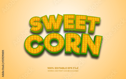 Sweet Corn 3D editable text style effect