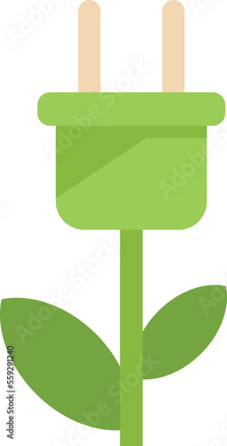 Eco plant plug icon flat vector. Clean power. Health recycle isolated