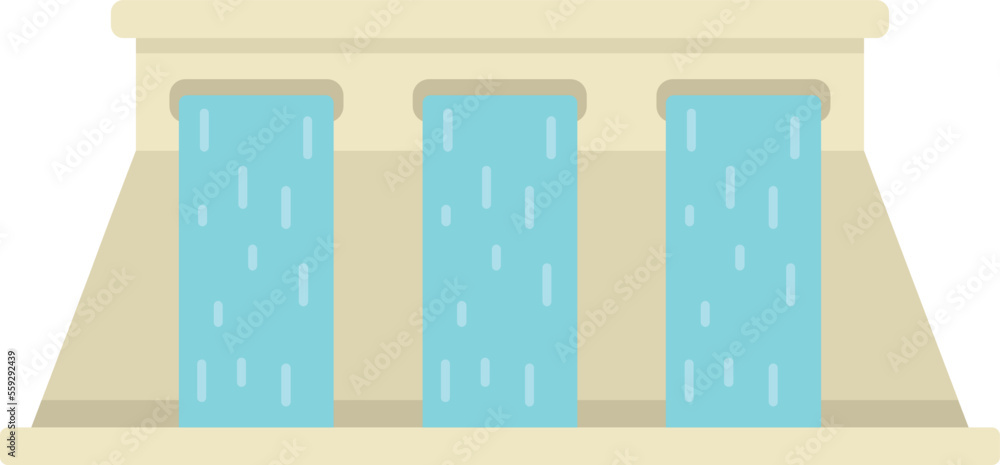 Naklejka premium Electric dam icon flat vector. Hydro energy. Water plant isolated