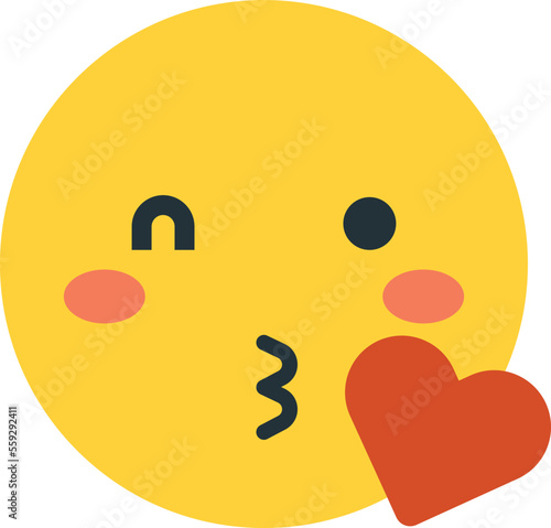 smiley face emoji with heart illustration in minimal style