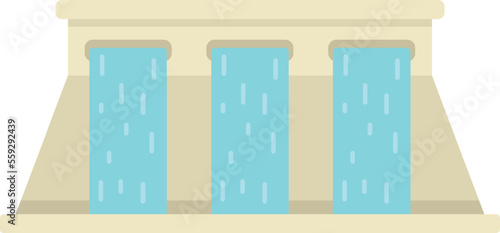Electric dam icon flat vector. Hydro energy. Water plant isolated