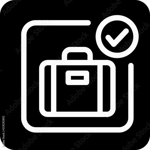 Solid baggage checkmark square icon