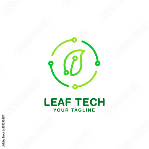 Green leaf tech logo , digital leaf logo