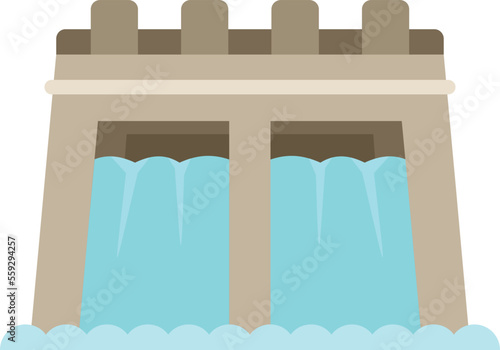 Nature source icon flat vector. Hydro plant. Electric turbine isolated