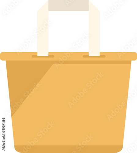 Eco textile bag icon flat vector. Food paper. Recycle box isolated