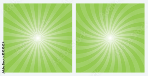 Yellow Green rays background. Sunburst pattern background set. Radial and swirl retro style background in pop art style. © cnh
