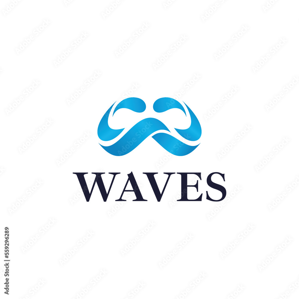 Abstract ocean waves logo design, letter W and number 3 Abstract ocean waves logo design, letter W and number 3