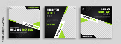 posts on social media vector illustration. Stylish graphics templates posts. dynamic abstractions typography photo. modern art paint and brush stains, fitness subjects gym. design frame post Template