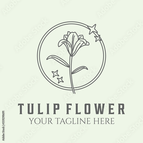 tulip flower vintage design logo icon illustration creative