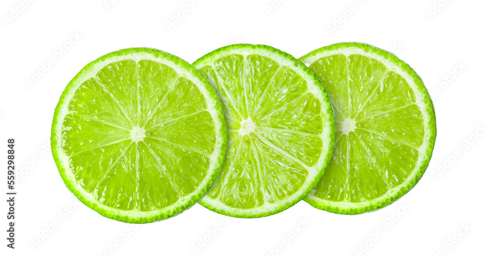Juicy slice of lime isolated on transparent png