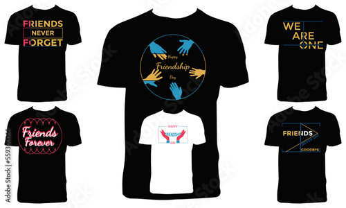 Friendship Day T Shirt Design Bundle Vector Illustration 