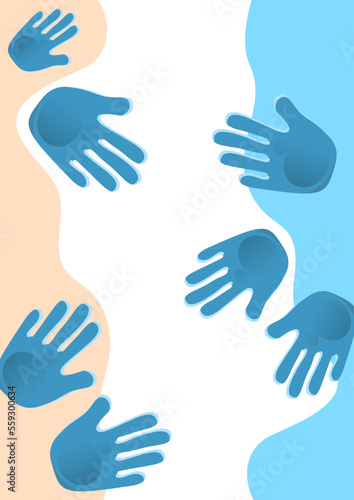 Abstract background, prints of children's palms. Vector