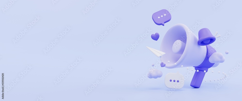 important announcement. imformation advertisement. megaphone and floating elements. 3d illustration copy space important announcement. imformation advertisement. megaphone and floating elements. 3d illustration copy space