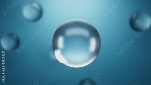 3D rendering Abstract molecules design, Zoom in and close up while turn around and blended into a larger size, scientific animation background