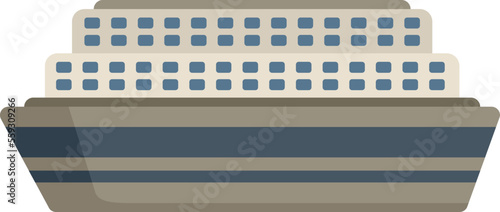 Sea ferry ship icon flat vector. River boat. Cargo front isolated
