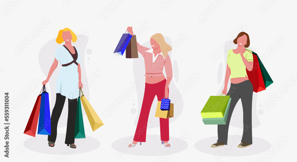 Flat Character woman with shopping bags
Flat Character woman with shopping bags