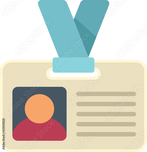 Expertise id card icon flat vector. Quality expert. Work guarantee isolated