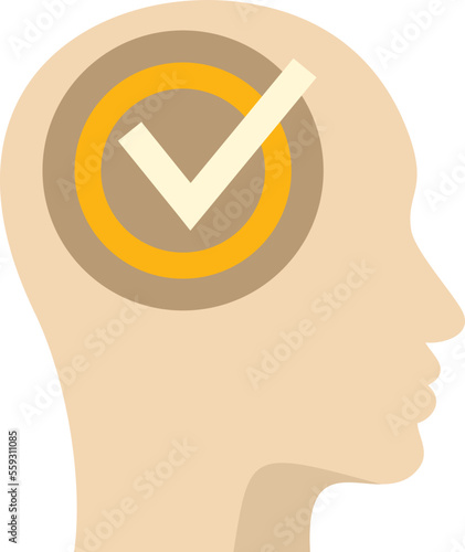 Complete mind work icon flat vector. Trust quality. Standard control isolated