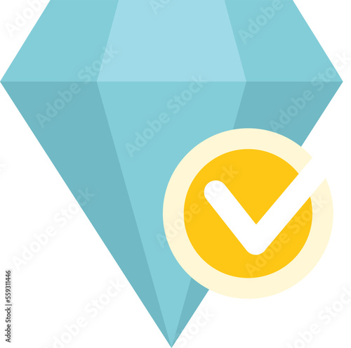 Diamond trust icon flat vector. Control work. Quality expert isolated