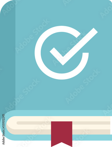 Expertise book icon flat vector. Expert standard. Work trust isolated