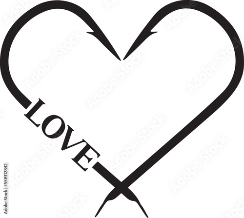 Love Fishing SVG, Heart made of hooks, SVG Vector
