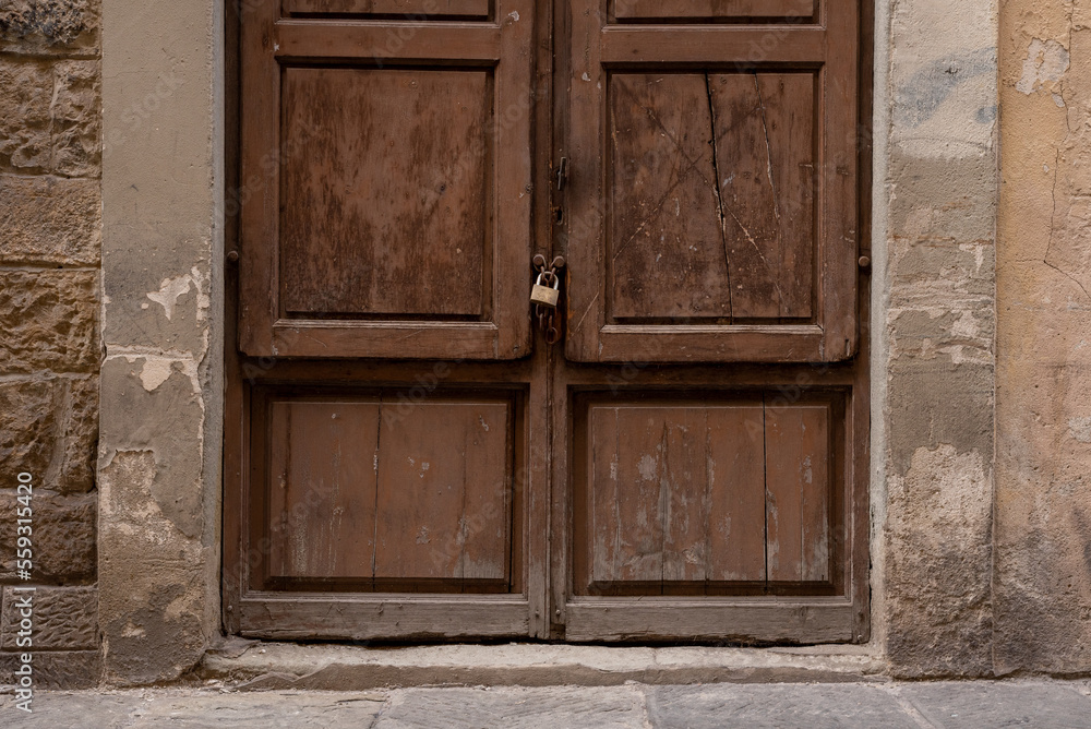 Old wooden door with  lock	