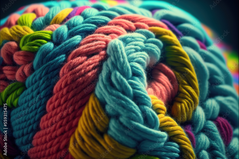 Knitted Wool Macro Close Up - Rainbow Colours