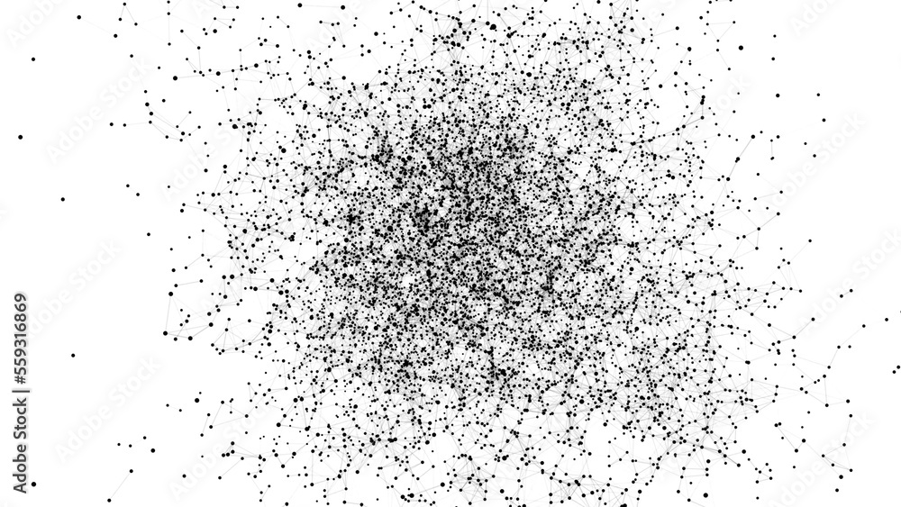 A cluster of dark 4k objects. Dark dust. Motion design motion graphics black plexus. White background A cluster of dark 4k objects. Dark dust. Motion design motion graphics black plexus. White background