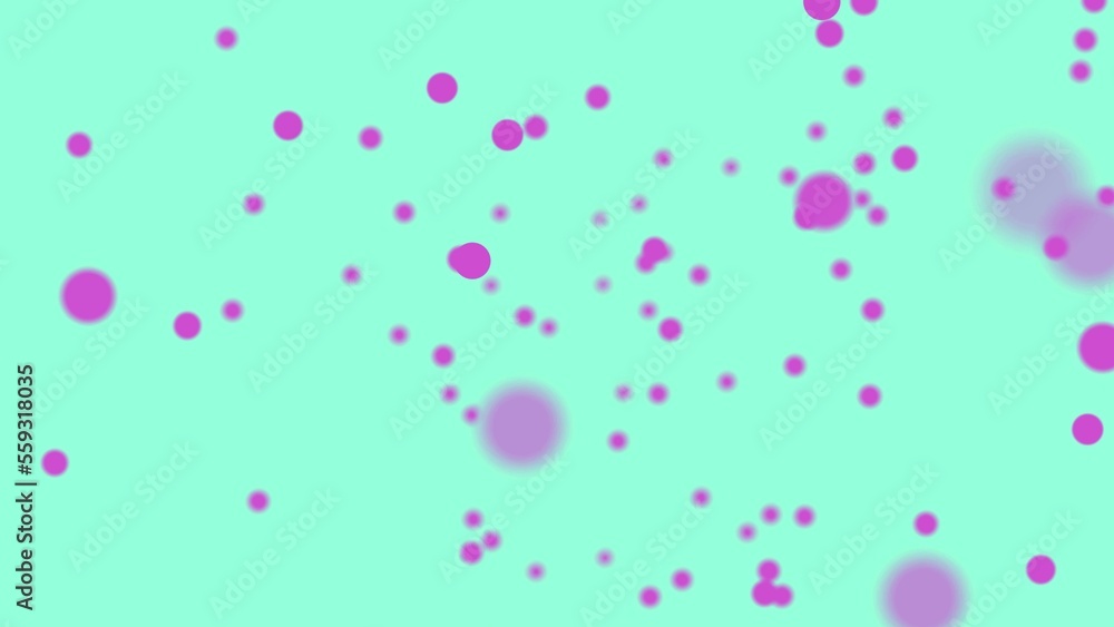 Motion design pink on a blue plexus 4k background. Motion graphics purple dust. Purple circles. Pink particles on an aquamarine background.