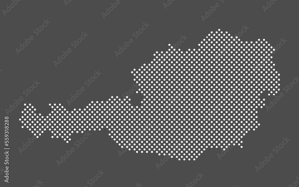 Austria map dot on gray background.  Dotted map of Austria. Vector eps10.