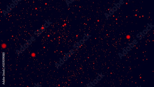 Random movement of 4k motion graphics points. Red dots on a black background. Red plexus graphics abstraction