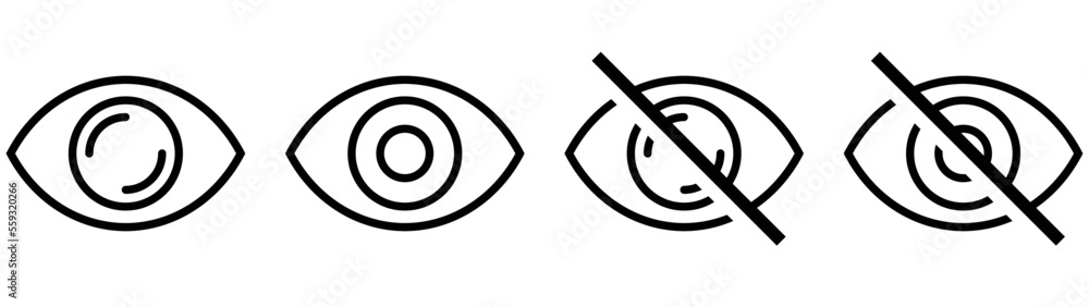 eye icon set. vision and no vision icon collections symbol, vector illustration eye icon set. vision and no vision icon collections symbol, vector illustration