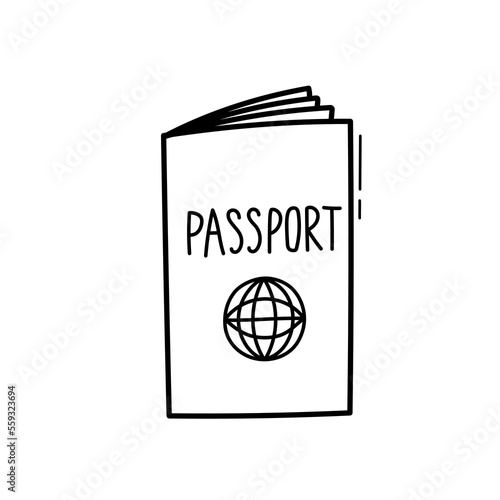 Hand drawn doodle passport icon. Vector sketch illustration isolated on white