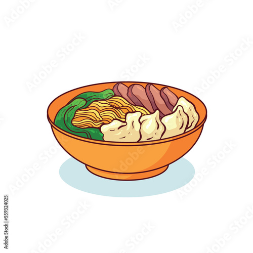 hand drawn wonton noodle soup