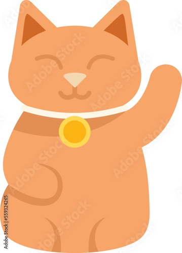 Japan lucky cat icon flat vector. Neko maneki. Fortune luck isolated