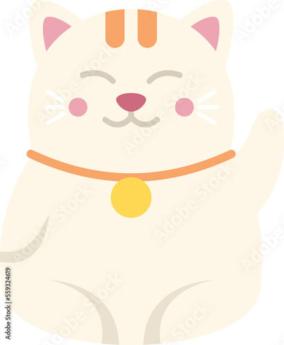 Money lucky cat icon flat vector. Neko maneki. Gold toy isolated