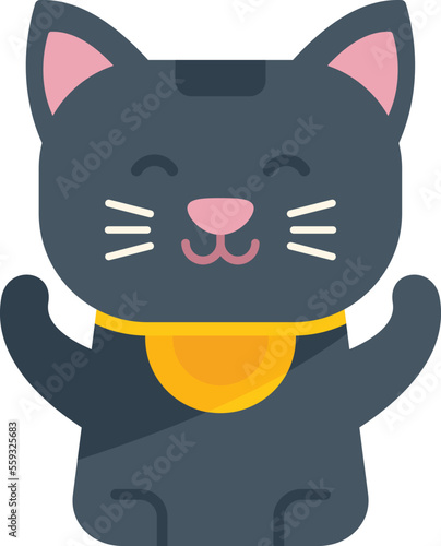 Lucky cat toy icon flat vector. Neko japan. Cute animal isolated