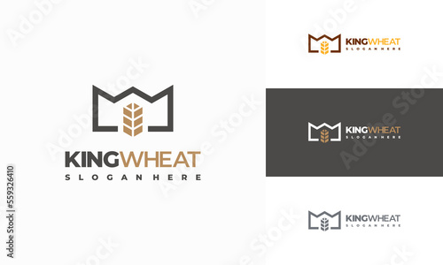 King Wheat Logo designs concept vector  Royal Grain Wheat logo template
