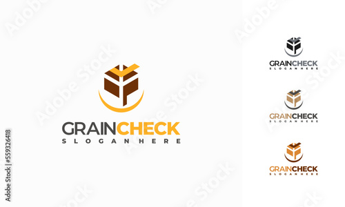 Grain Wheat Check logo designs concept vector