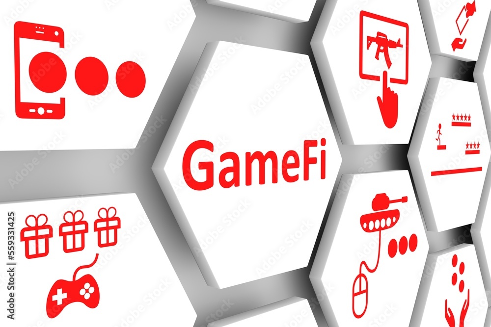 GameFi concept cell background 3d illustration