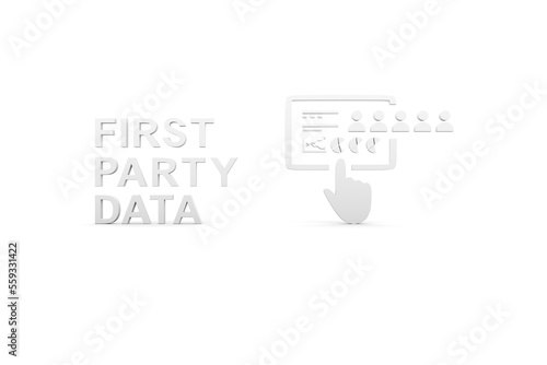 FIRST PARTY DATA concept white background 3d render illustration