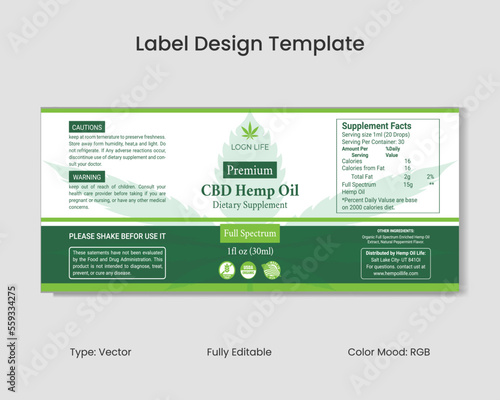 CBD Label Design Template, Hemp Oil Label Design and Product Packaging Design