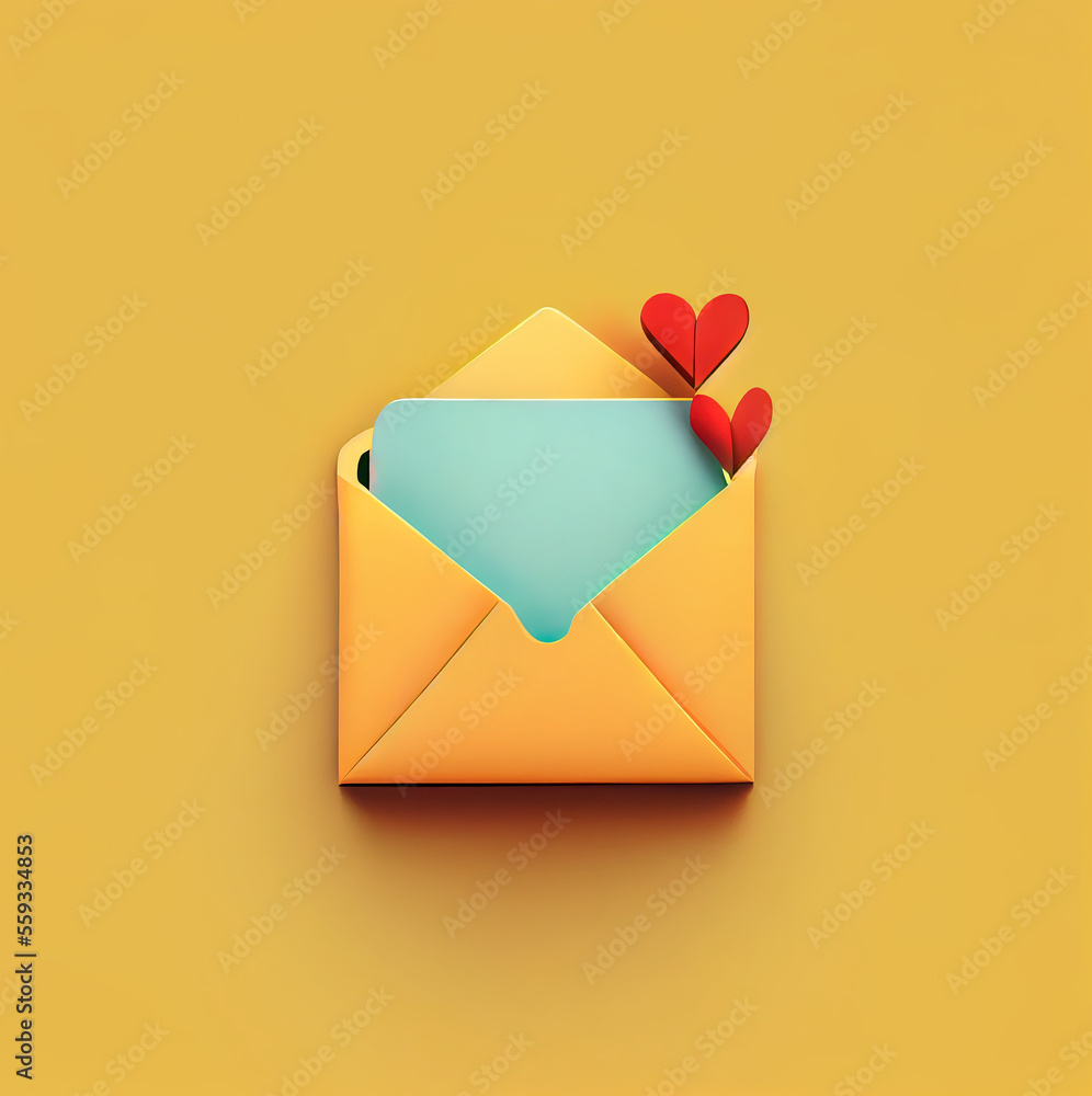 Love fly by from the envelope. Valentine concept. Generative ai. Love fly by from the envelope. Valentine concept. Generative ai.