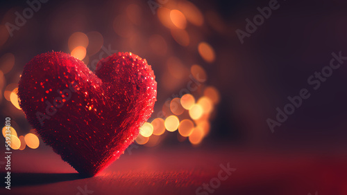 Heart shapes on abstract light glitter background in love concept for valentines day with sweet and romantic. Use for card banner Generative Ai. 