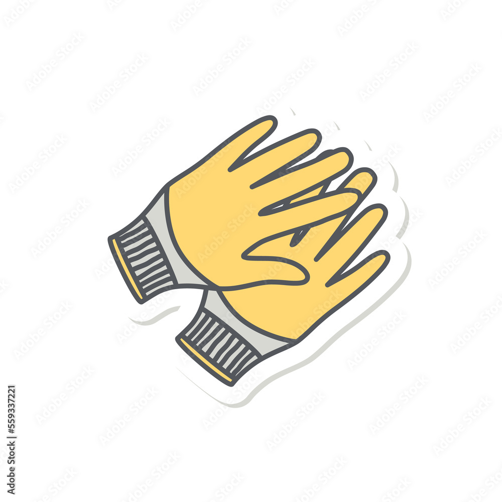 Obraz premium Cotton Gloves Construction Tools Equipment Device Icon Set Collection Sticker